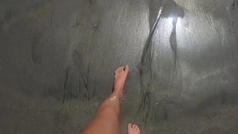 My point of view walking on bronze sand Stock Footage 127675780