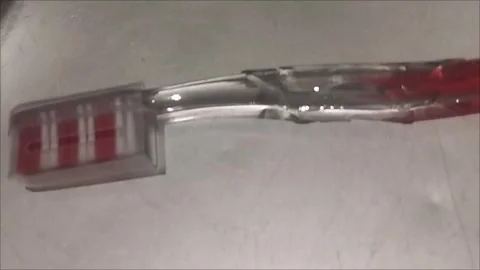 My toothbrush is red Stock Footage 295272614