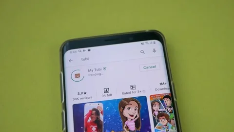 The My Tubi application is installed on a mobile devic Stock Footage 155486570