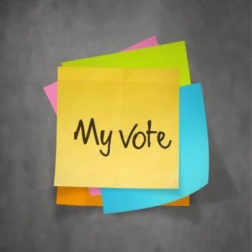 "my vote" text on sticky note paper Stock Illustration