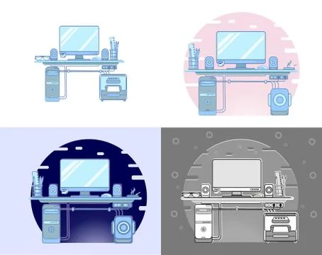 My workplace set Stock Illustration