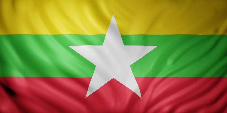 Myanmar 3d flag Stock Illustration