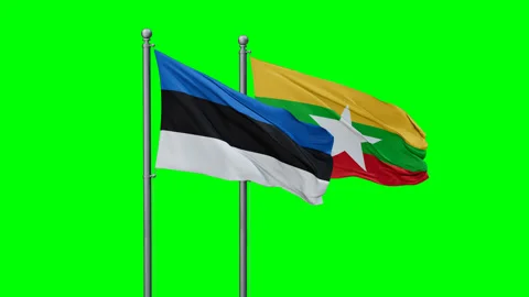 Myanmar and Estonia flags Video stock 293207228