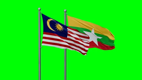 Myanmar and Malaysia flags Video stock 290039196