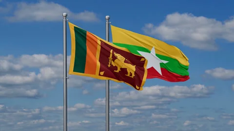 Myanmar and Sri Lanka flags Stock Footage 284804612