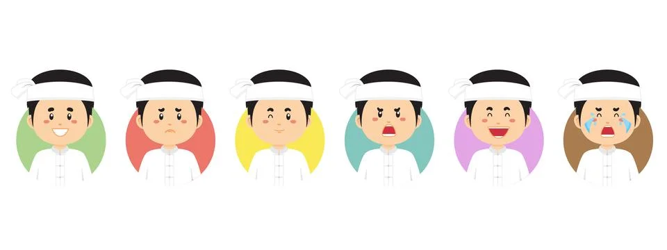 Myanmar Avatar with Various Expression Stock Illustration