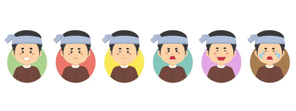 Myanmar Avatar with Various Expression Stock Illustration