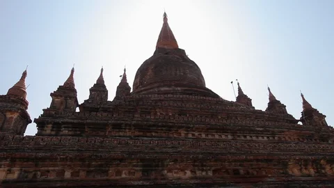 Myanmar Buddhist temple domed rooftop Stock Footage 102633651