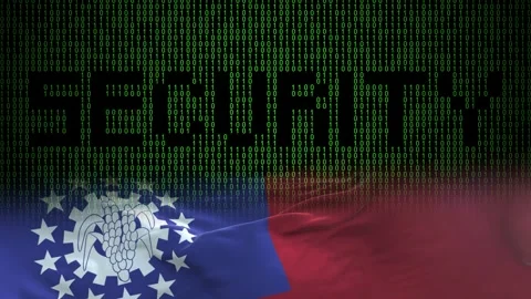 Myanmar Burma flag - Waving flag on matrix binary code background Stock Footage 321422446