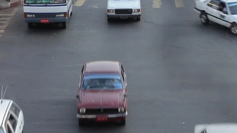 Myanmar car, bus, taxi traffic Stock Footage 102643553