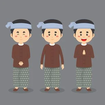 Myanmar Character with Various Expression Stock Illustration