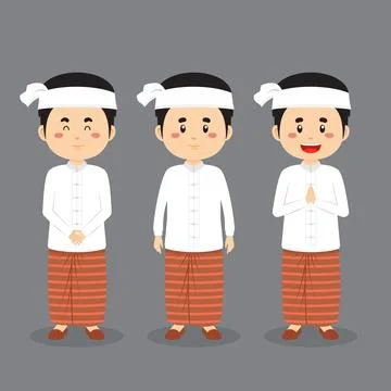 Myanmar Character with Various Expression Stock Illustration