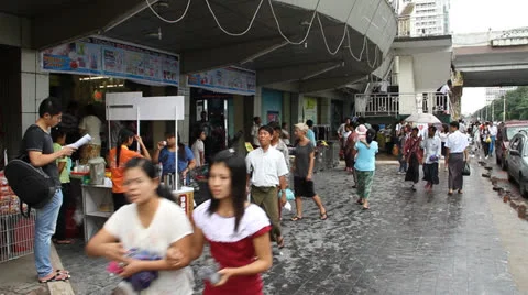 Myanmar Crowds Stock-Footage 26084995