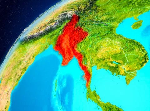 Myanmar on Earth from space Stock Illustration