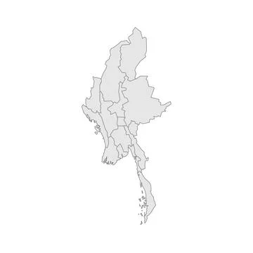 Myanmar editable vector political map EPS Stock Illustration