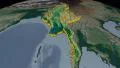 Myanmar extruded. Bumps shaded. 4k or 4k+ Resolution