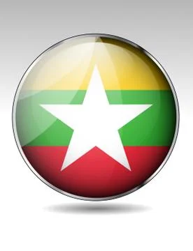 Myanmar flag button Stock Illustration