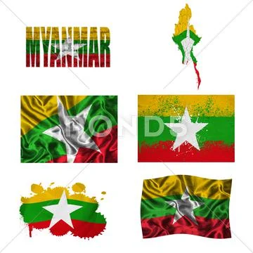 Myanmar flag collage Stock Illustration