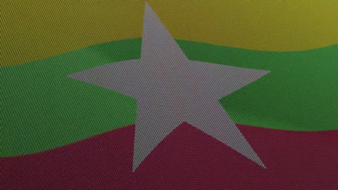 Myanmar Flag Digital Particle Waving Seamless Loop Animation on Black Backg.. Stock Footage 339303150