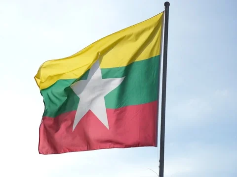 Myanmar flag fluttered Video stock 103917912