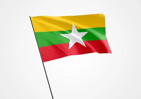 Myanmar flag flying high in the isolated background Stock Illustration