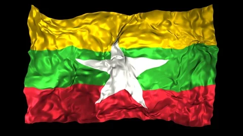 Myanmar flag Stock Footage 110824012