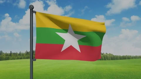 Myanmar Flag Stock Footage 153254690