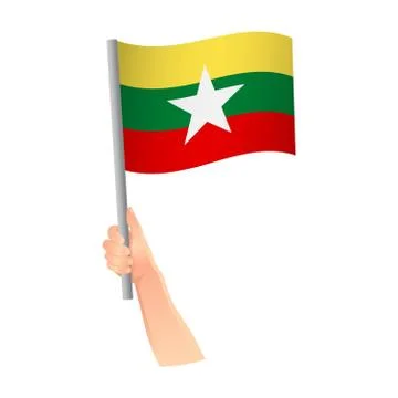 Myanmar flag in hand icon Stock Illustration