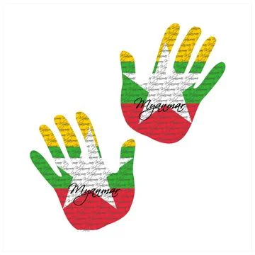 Myanmar flag hand vector graphic design Stock Illustration