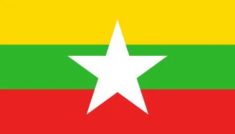 Myanmar flag icon in flat style. National sign vector illustration. Politic b Stock Illustration