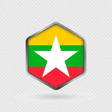 Myanmar Flag Icon in Hexagon Shape. Stock Illustration
