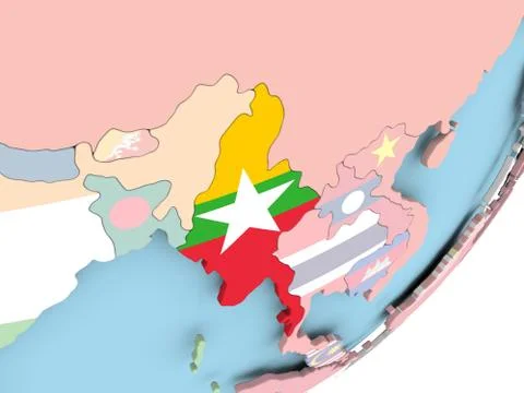 Myanmar with flag Stock Illustration