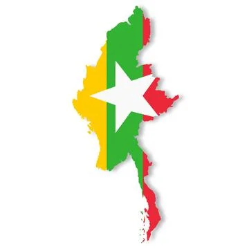 Myanmar flag map with clipping path 3d illustration Stock Illustration