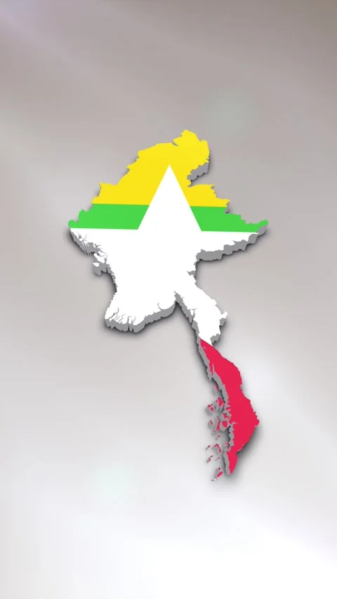 Myanmar Flag on Map Stock Footage 278174019