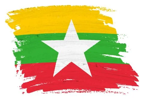 Myanmar flag paint splash brushstroke Stock Illustration