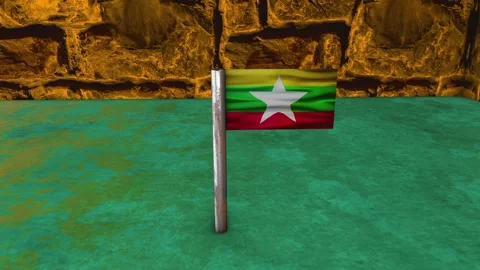 Myanmar Flag Post - Dolly Shot Stock Footage 270539020