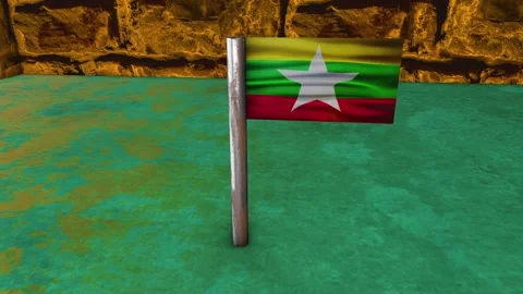 Myanmar Flag Post - Orbiting Shot Stock Footage 270538973
