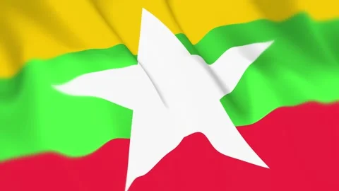Myanmar Flag Seamless Loop 4k 60fps on Sky Background Stock Footage 340352187