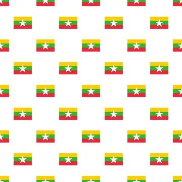 Myanmar flag seamless pattern representing national identity Stock Illustration