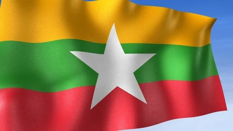 Myanmar Flag - Set of 3 Angles with Masks [3WaveSeries] Stock Footage 102773534
