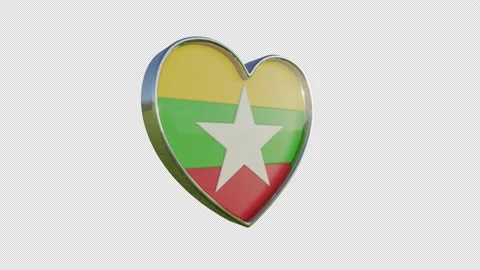 Myanmar Flag in the Shape of 3D Heart. Stock Footage 136523386