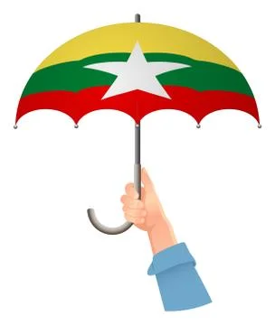 Myanmar flag umbrella Stock Illustration