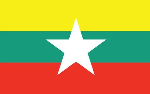 Myanmar flag vector graphic. Rectangle Myanmar flag illustration. Myanmar cou Stock-Illustration