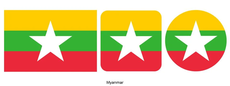 Myanmar flag, vector illustration Stock Illustration