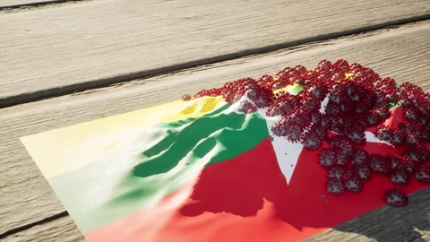 Myanmar Flag - Virus Growth Stock Footage 320300975