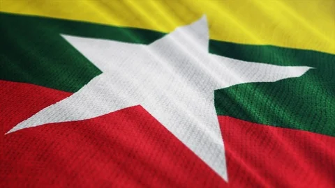Myanmar flag is waving 3D animation. Stock Footage 100982561