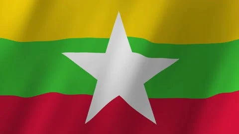 Myanmar flag waving animation Stock Footage 221661738