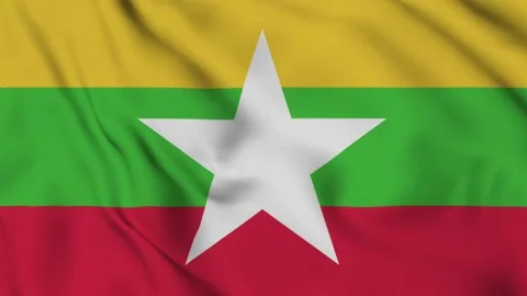Myanmar flag waving on green screen background Stock Footage 313735204