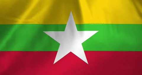 Myanmar flag waving with the wind background loop video animation Vídeos de archivo 327173031