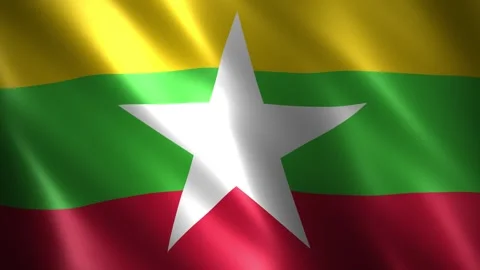 Myanmar flag waving in the wind Vidéo 348686681